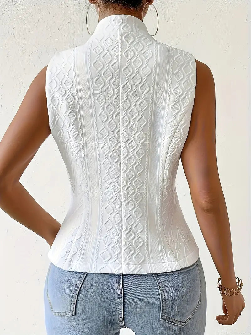 Gilet Sans Manches Structuré à Motifs Texturés