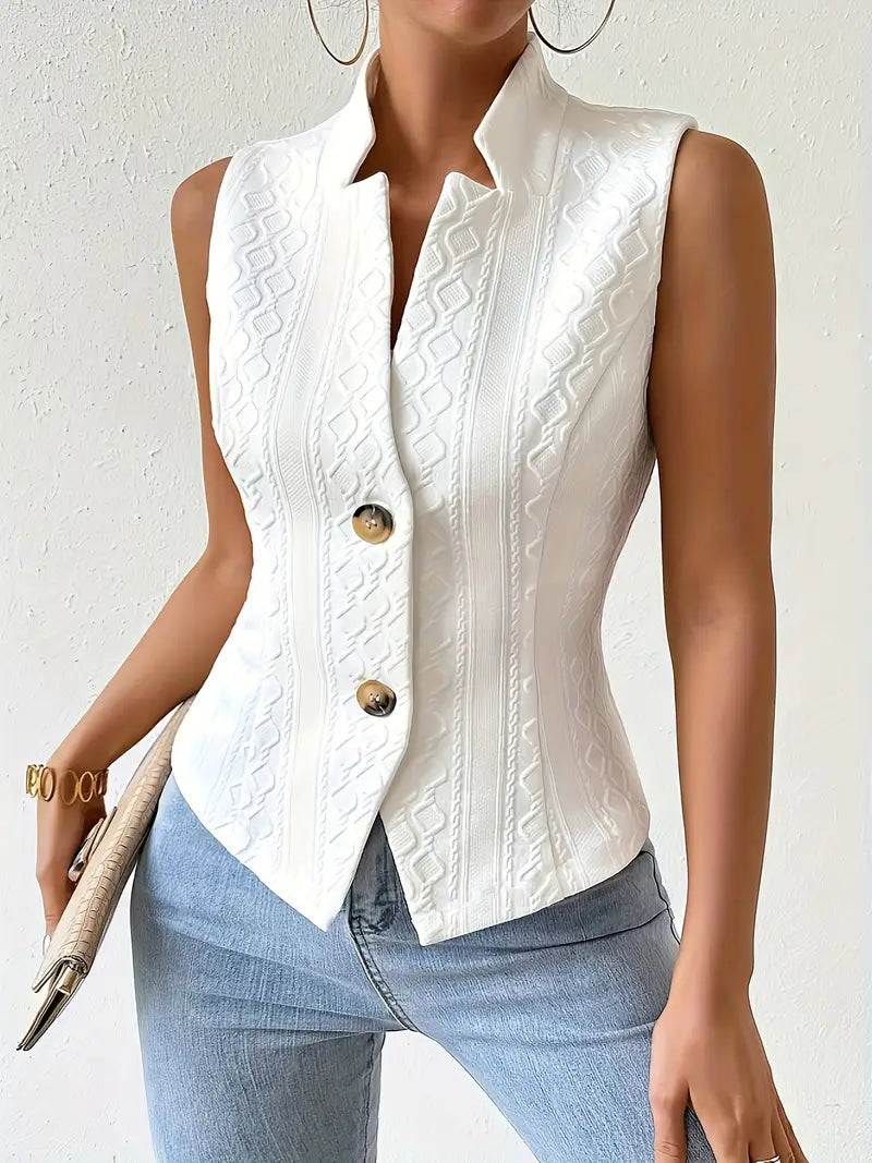 Gilet Sans Manches Structuré à Motifs Texturés