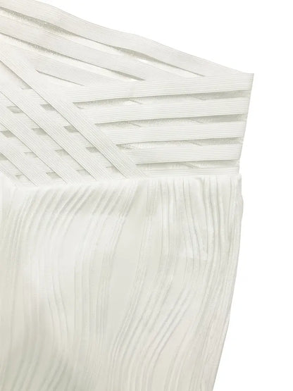 Pantalon Évasé Taille Haute à Détail Découpé