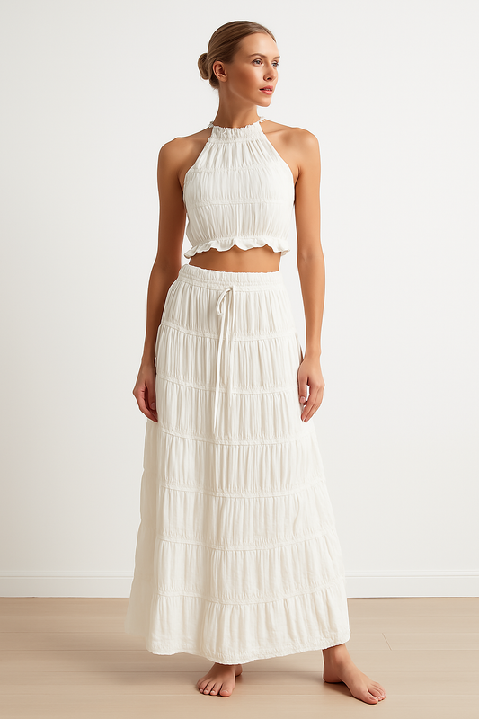Ensemble Bohème 2 Pièces - Top Dos Nu + Jupe Longue