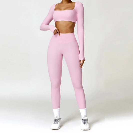 Ensemble de sport pour femme à manches longues et leggings