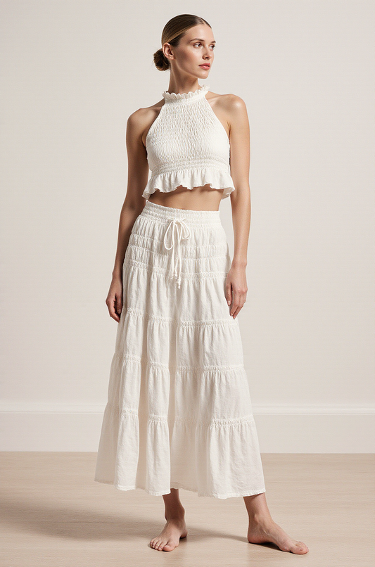 Ensemble bohème 2 pièces - Top dos nu + manches longues