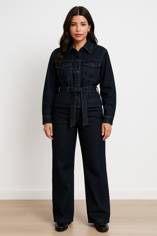 Ensemble Veste et Jean Vintage Ceinturé